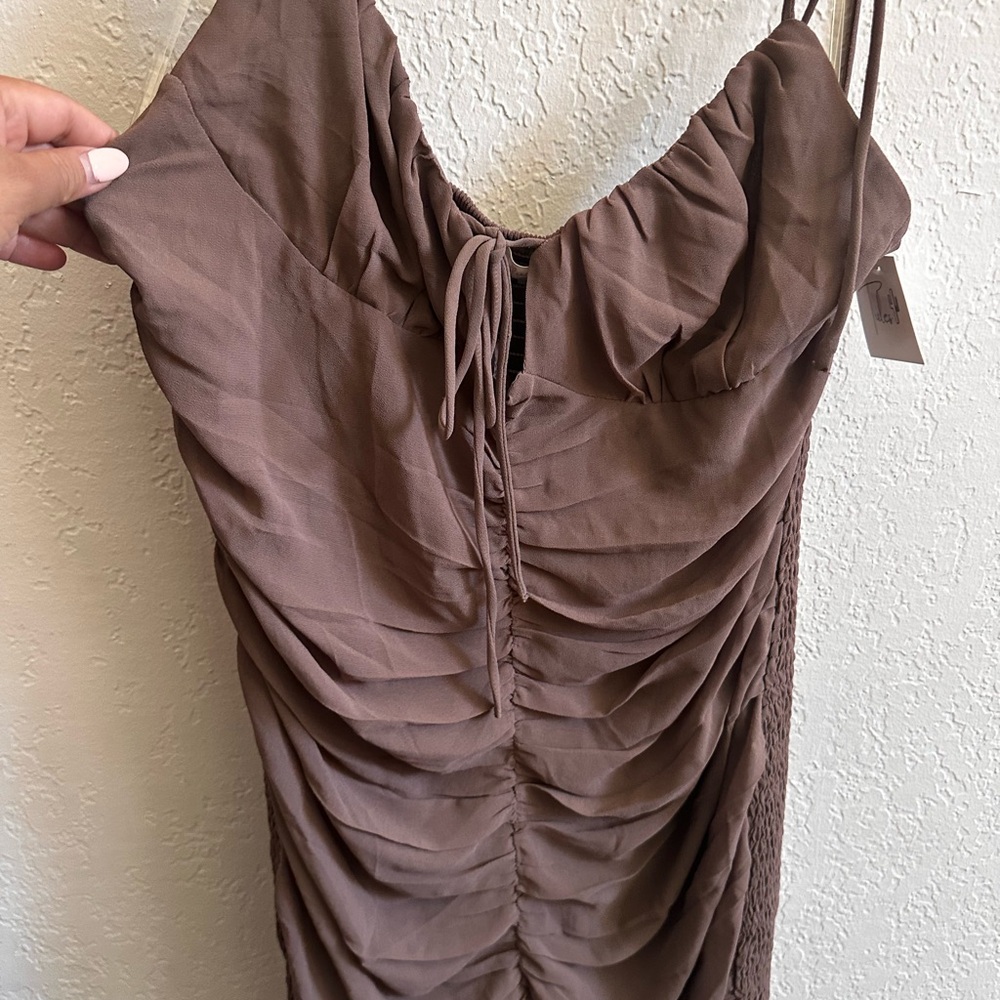 Blush Taupe Ruched Dress